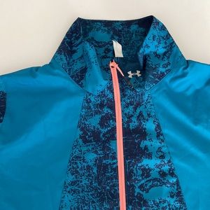 UNDER ARMOUR - Intl Printed Run Running Jacket- Blue with coral accents